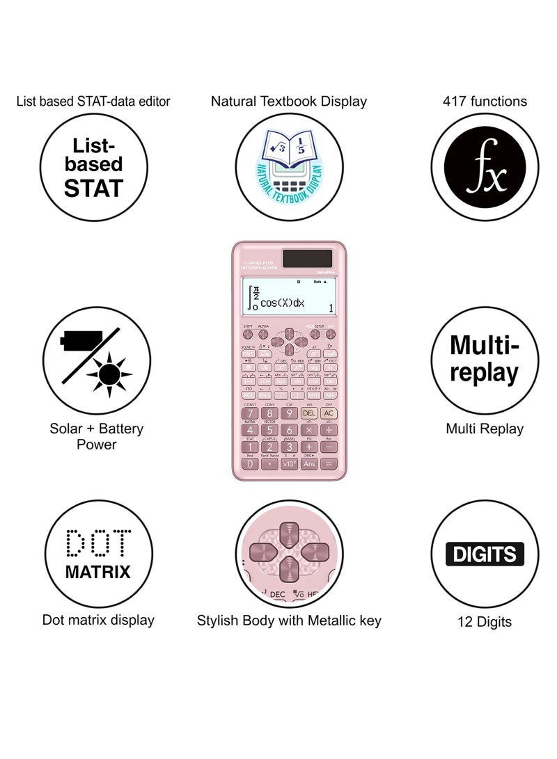 ULHYC Backlit Eye-Protection Large-Screen Graphing Calculator: Featuring Fundamental Calculations, Complex Numbers, Matrices, Vectors, Equation Solving, Calculus and More, With Textbook-Standard Display Mode | Suitable for Examinations, STEM Subjects and Advanced Mathematics Studies, Ideal for Students - Image 4